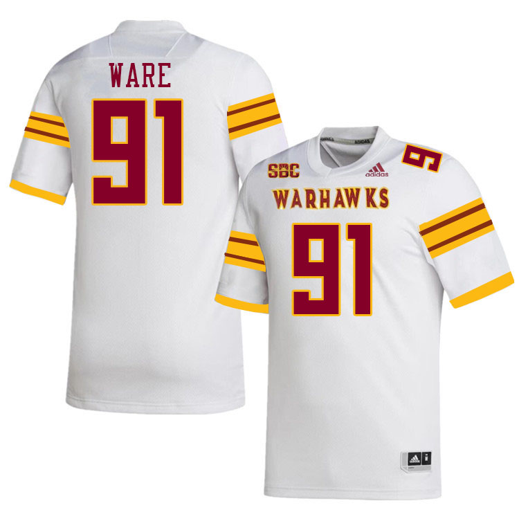 #91 Amarion Ware Louisiana-Monroe Warhawks College Football Jerseys Stitched-White